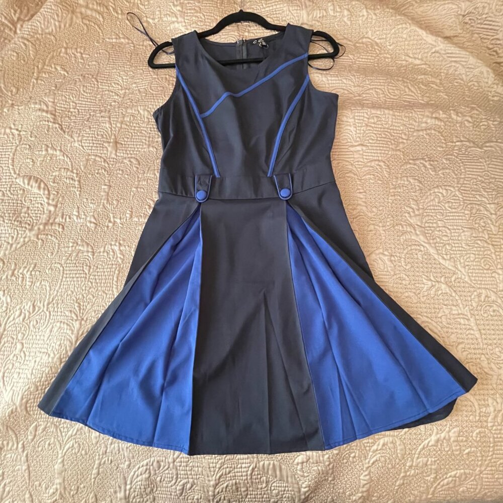Modcloth 'Peek of Pigment Dress' Navy and Cobalt Blue NWT